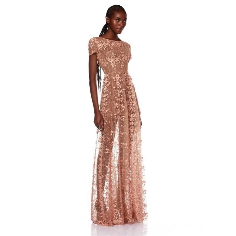 Bronx And Banco New Megan Cap Sleeve Sheer Lace Gown Size L / US 8 - Picture 2 of 16